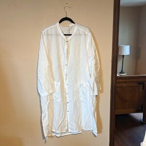 Eileen Fisher Cream Button-Up Shirt Dress